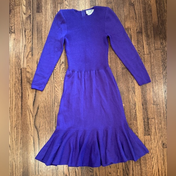 Pat Sandler for Wellmore Vintage Midi Long Sleeve Purple Sheath Dress Size 6 - Picture 1 of 10